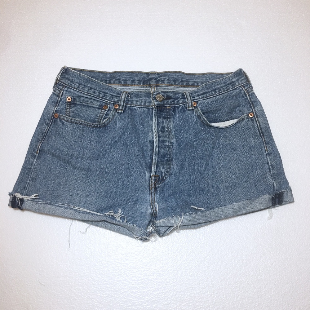 90s Vtg Levis 501 Button Fly High Waist Cut Offs